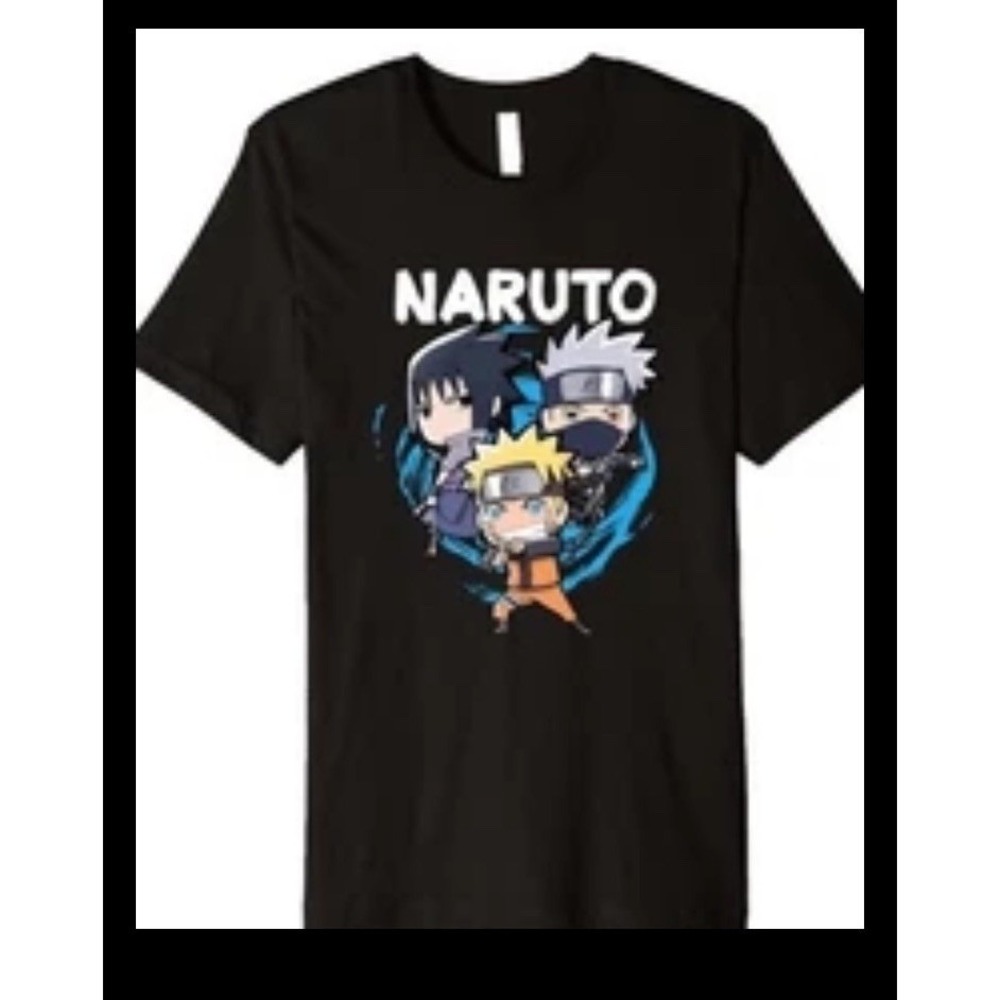 Naruto Shippuden T-Shirt Men Small Black NWT Anime Chibi Graphic C696